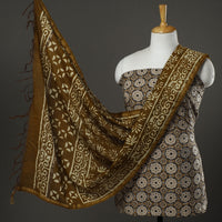 Brown - 2pc Bagru Block Printed Cotton Suit Material Set 39