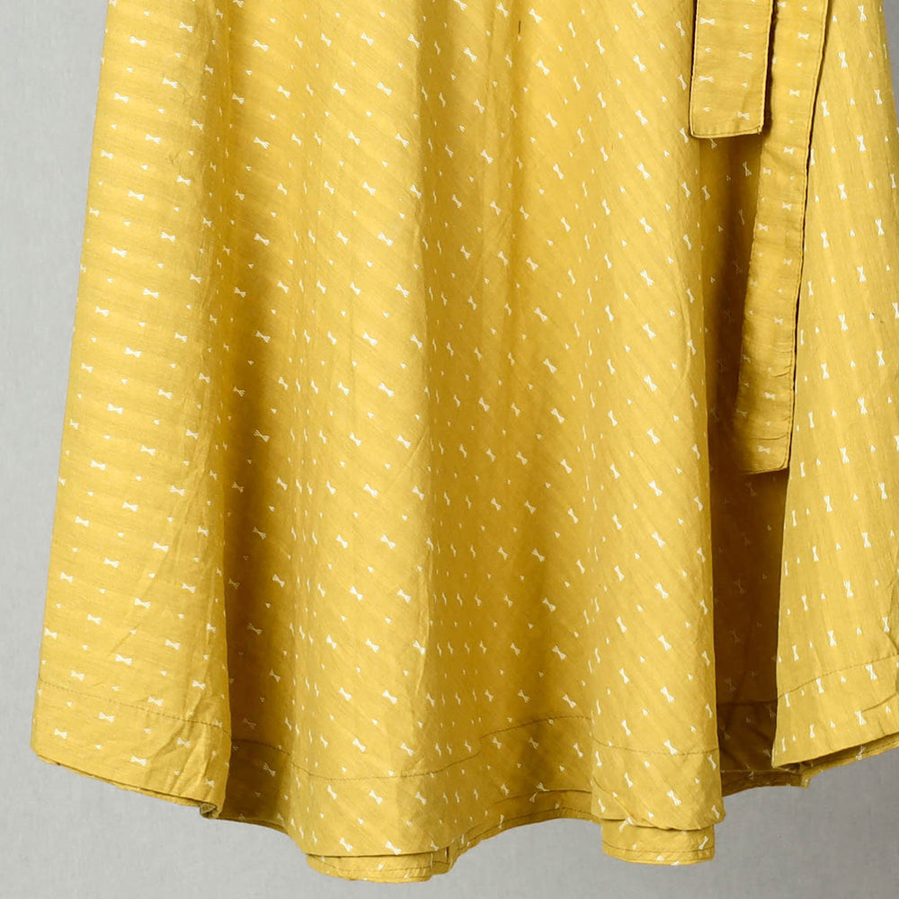 Yellow - Jacquard Cotton Wrap Around Skirt 01