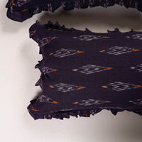 Purple - Set of 2 Pochampally Ikat Cotton Frill Pillow Covers 25