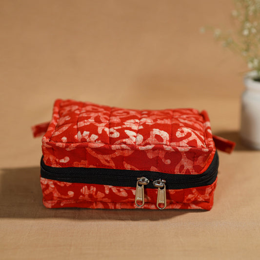 Orange - Handmade 4 Pockets Cotton Jewelry Bag 19