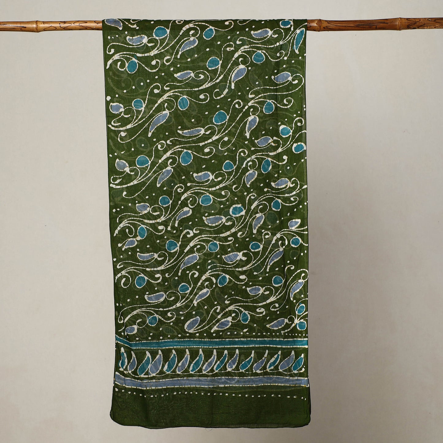 Green - Hand Batik Printed Mul Cotton Stole 08