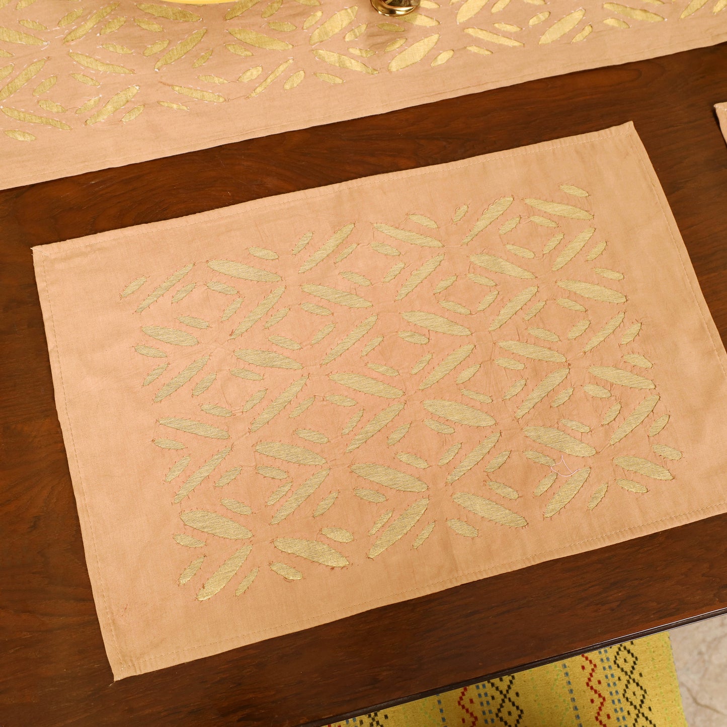 Barmer Applique Cutwork Dining Table Runner with Mat Set 12