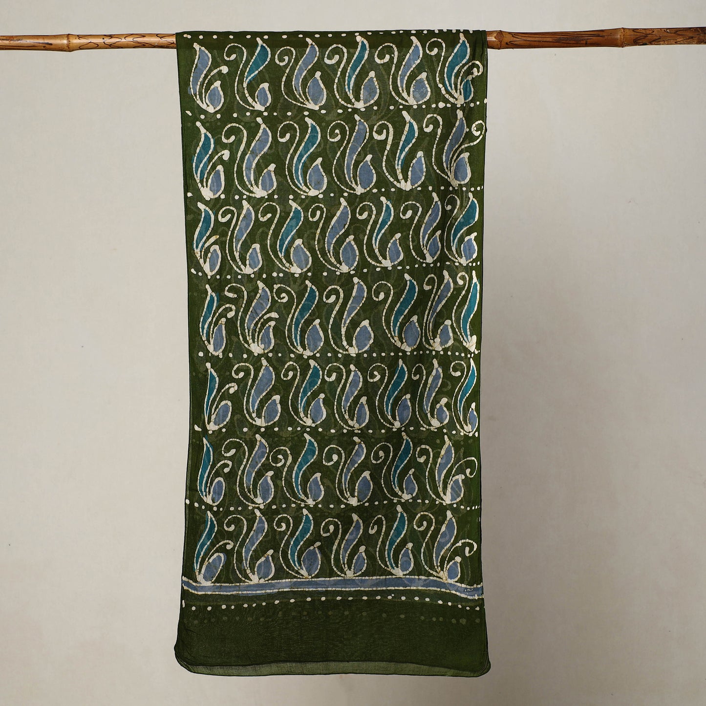 Green - Hand Batik Printed Mul Cotton Stole 06