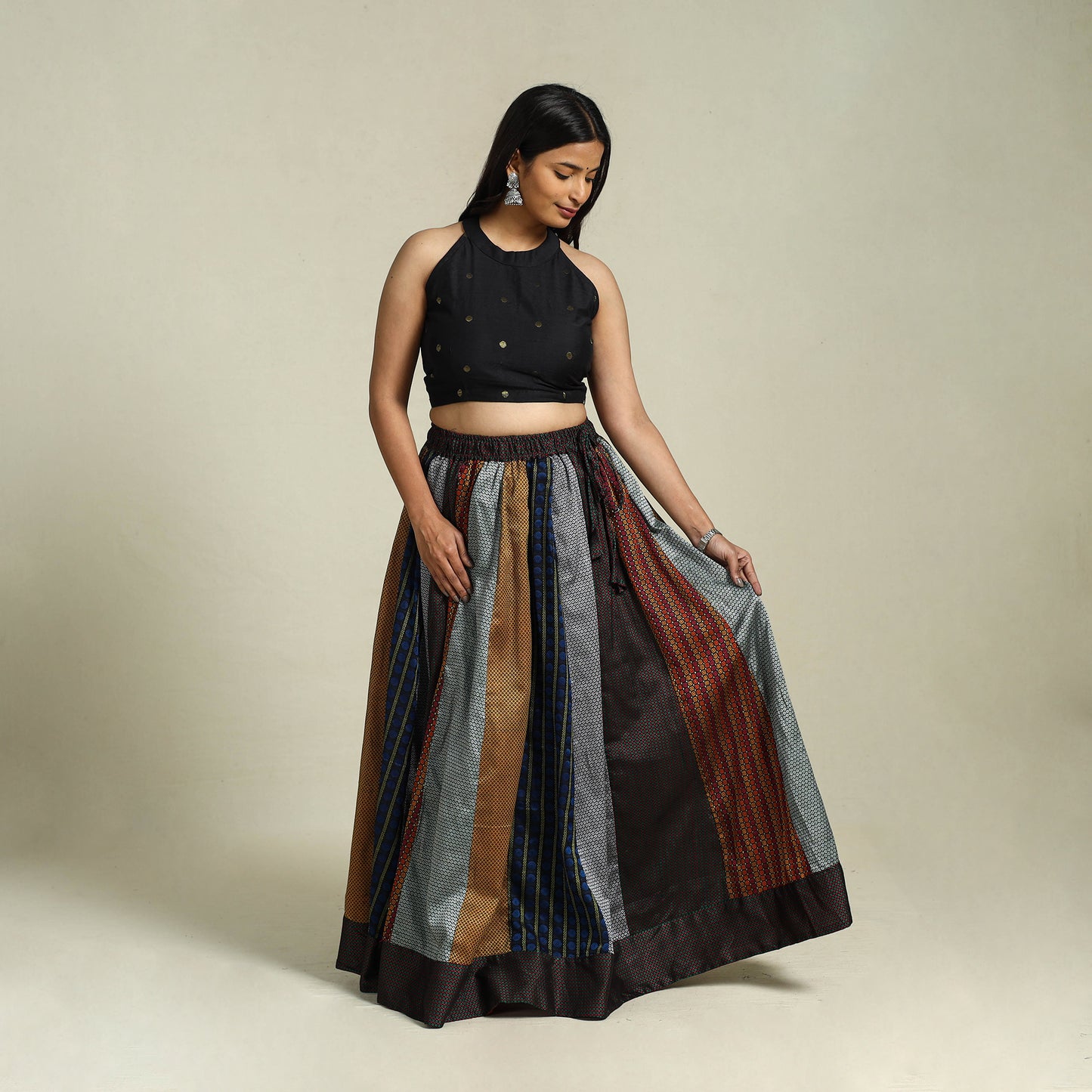 Buy Multicolor Khun Patchwork 24 Kali Cotton Long Skirt