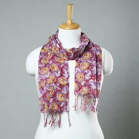 Buy Sanganeri Block Printed Cotton Stole with Tassels 38 Online at iTokri.com