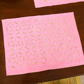 Pink - Barmer Applique Cutwork Dining Table Runner with Mat Set 13