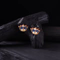 WHE Indigo Handmade Repurposed Fabric & Wood Bloom Lotus Earrings 06