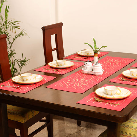 Barmer Applique Cutwork Dining Table Runner with Mat Set 14