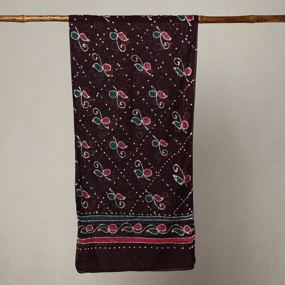 Brown - Hand Batik Printed Mul Cotton Stole 01