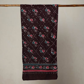 Brown - hand batik printed mul cotton stole 01 - handcrafted