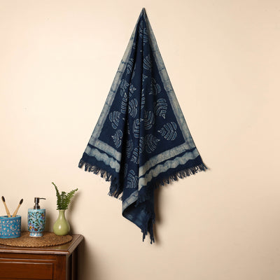 Blue - Handloom Block Printed Cotton Bindaas Towel 14