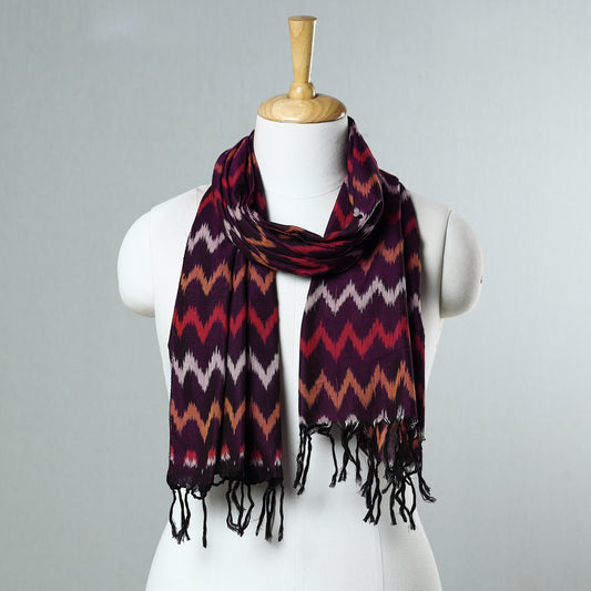 Purple - Pochampally Ikat Mercerized Cotton Stole with Tassels 41