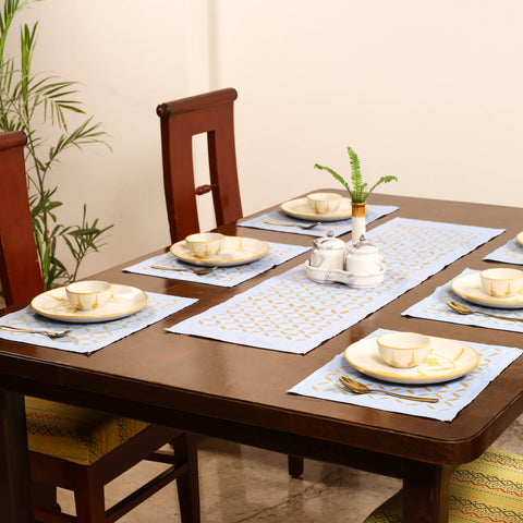 Barmer Applique Cutwork Dining Table Runner with Mat Set 16