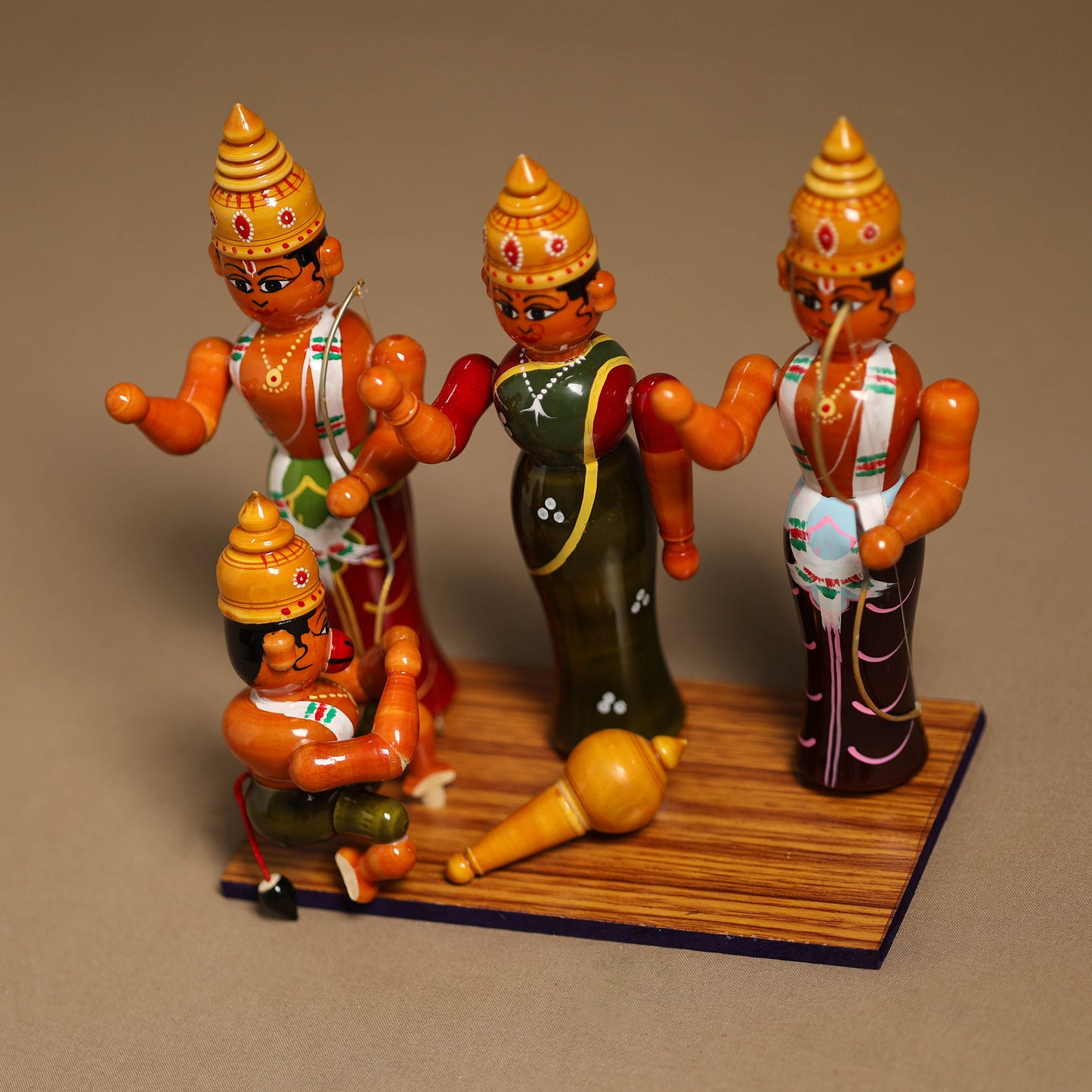 Sita Ram Laxman Hanuman - Etikoppaka Handcrafted Wood Idol Set 16