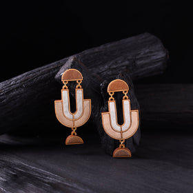 WHE Gold & Silver Handmade Repurposed Fabric & Wood Earrings 12