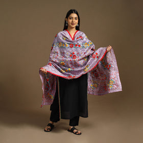 Purple - ranihati chanderi silk hand embroidery dupatta 95