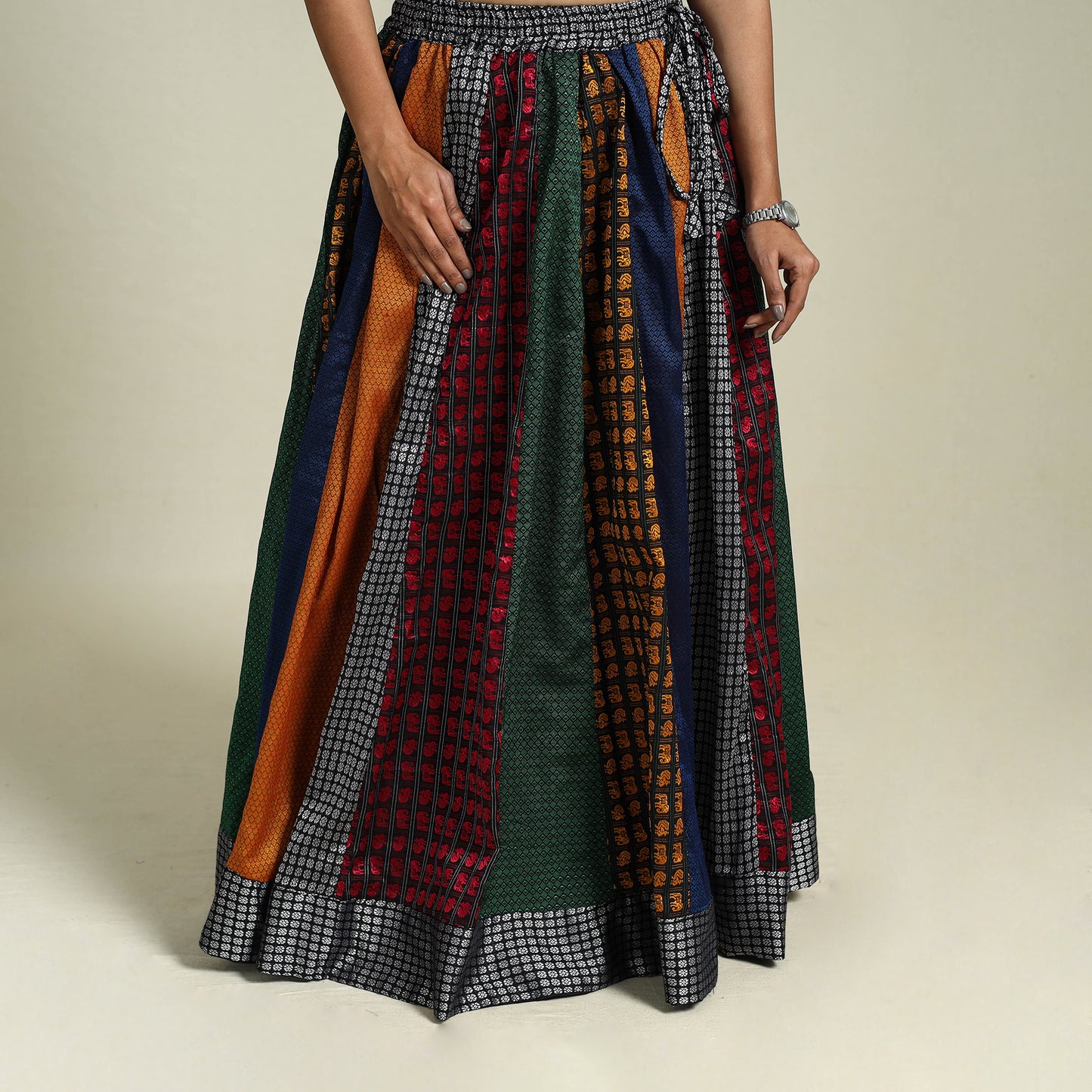 Buy Multicolor Khun Patchwork 24 Kali Cotton Long Skirt