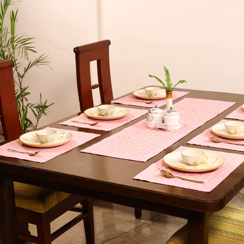 Barmer Applique Cutwork Dining Table Runner with Mat Set 17