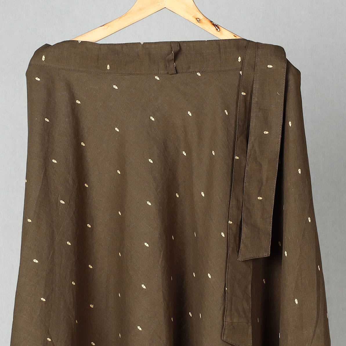 Brown - Jacquard Cotton Wrap Around Skirt 12