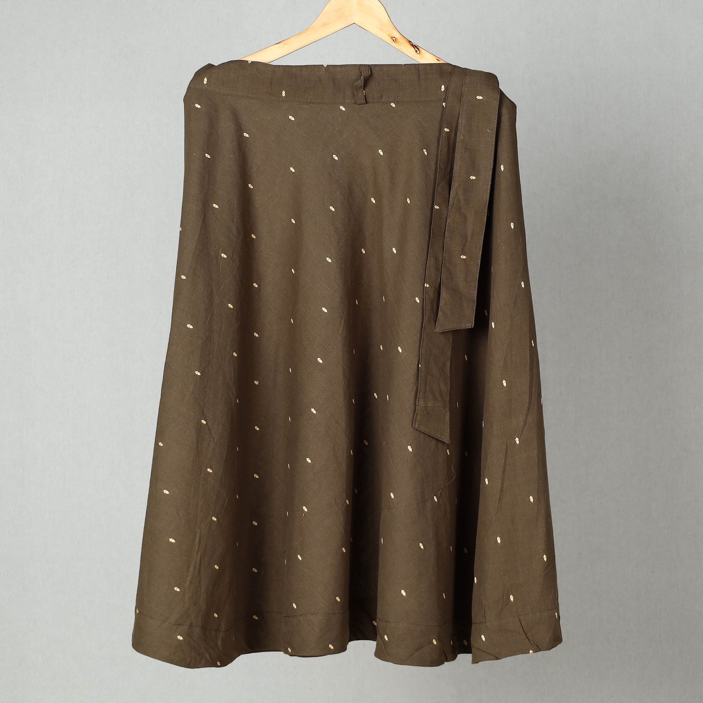 Brown - Jacquard Cotton Wrap Around Skirt 12