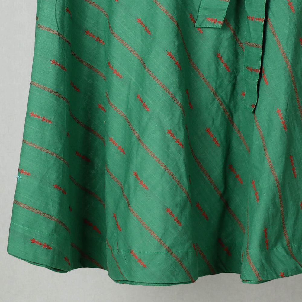 Green - Jacquard Cotton Wrap Around Skirt 13