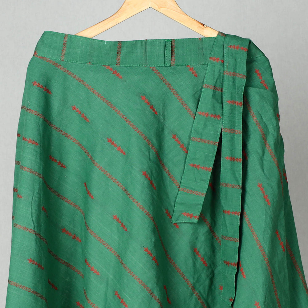 Green - Jacquard Cotton Wrap Around Skirt 13