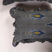 Grey - Set of 2 Pochampally Ikat Cotton Frill Pillow Covers 28