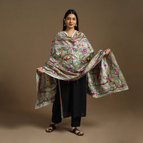  Beige Ranihati Chanderi Silk Hand Embroidery Dupatta