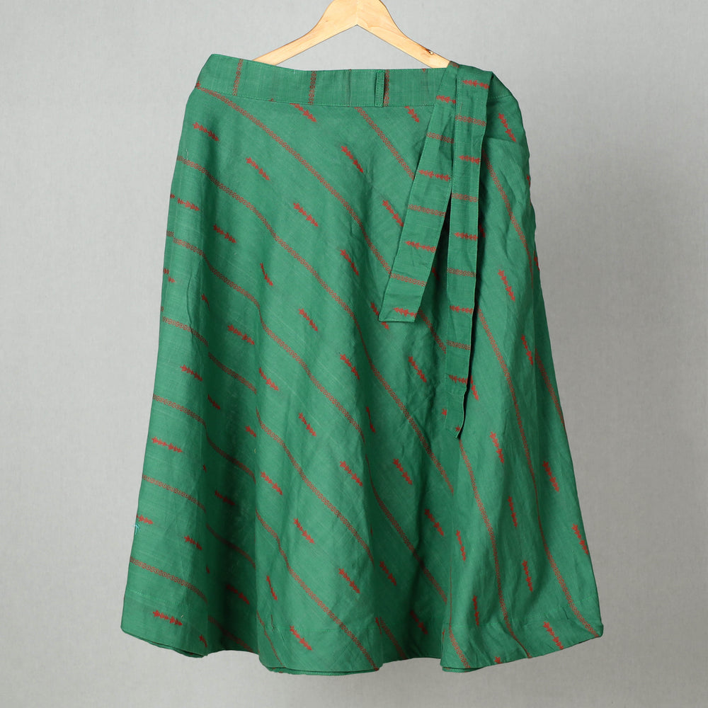 Green - Jacquard Cotton Wrap Around Skirt 13