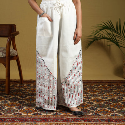 Buy Cotton Bengal Kantha Hand Embroidery Palazzo