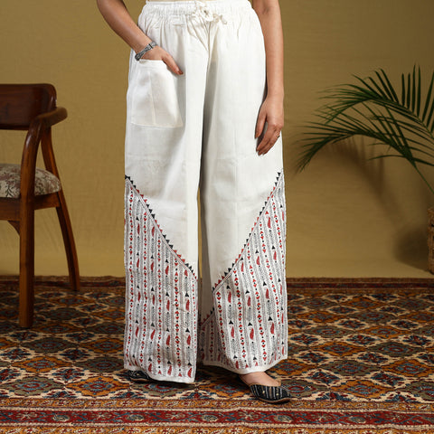 Buy Cotton Bengal Kantha Hand Embroidery Palazzo