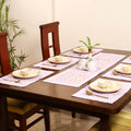 Peach - Barmer Applique Cutwork Dining Table Runner with Mat Set 18