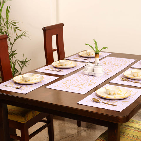 Barmer Applique Cutwork Dining Table Runner with Mat Set 18