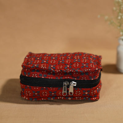 Red - Handmade 4 Pockets Cotton Jewelry Bag 26