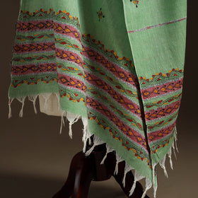 Green Hand Embroidery Khes Handwoven Cotton Kantha Dupatta