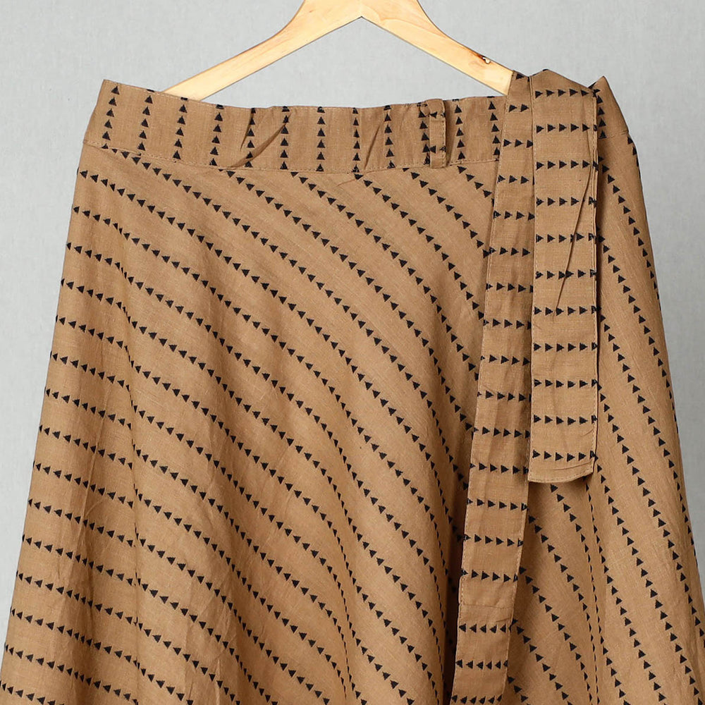 Brown - Jacquard Cotton Wrap Around Skirt 15