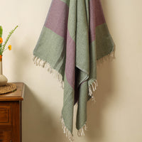 Green - Handloom Cotton Towel with Tassels from Bijnor by Nizam