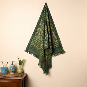 Green - Handloom Block Printed Cotton Bindaas Towel 06