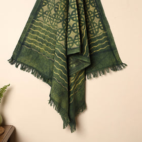 Green - Handloom Block Printed Cotton Bindaas Towel 06