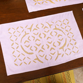Peach - Barmer Applique Cutwork Dining Table Runner with Mat Set 18