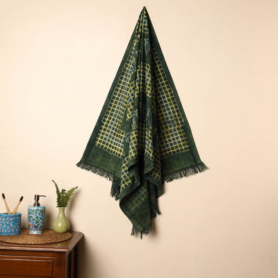 Green - Handloom Block Printed Cotton Bindaas Towel 05