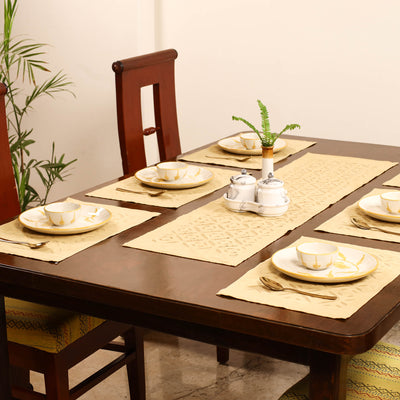 Barmer Applique Cutwork Dining Table Runner with Mat Set 19