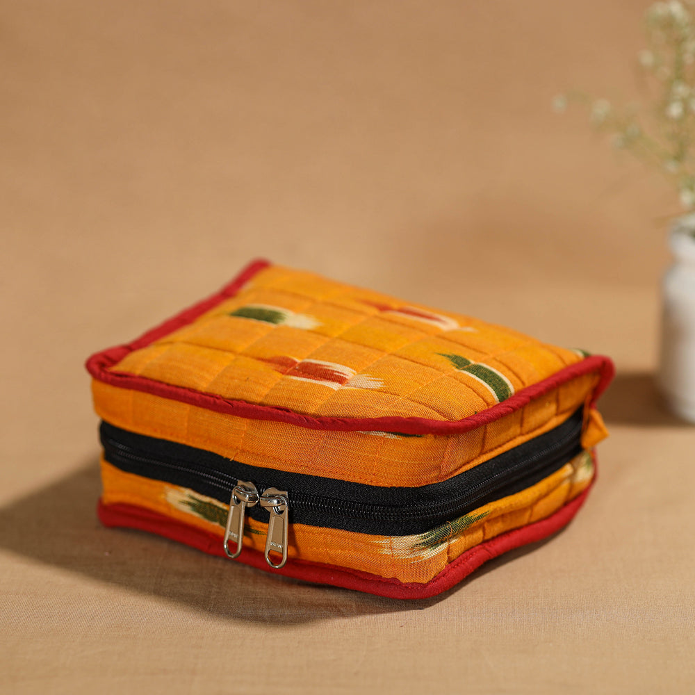 Orange - Handmade 4 Pockets Cotton Jewelry Bag 27