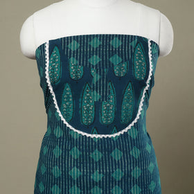 Buy Blue Hand Block Print Patchwork Cotton Kurta Material