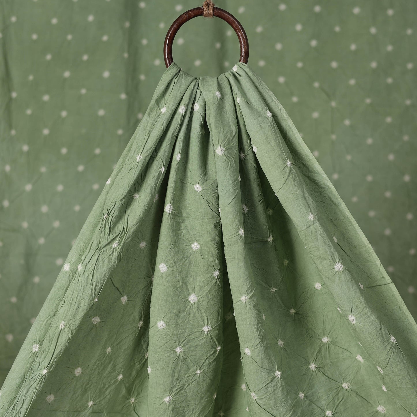 Green - Kutch Bandhani Tie-Dye Pure Mul Cotton Fabric 18