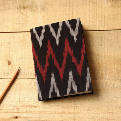 Black - Ikat Fabric Cover Handmade Paper Notebook (7 x 5 in)