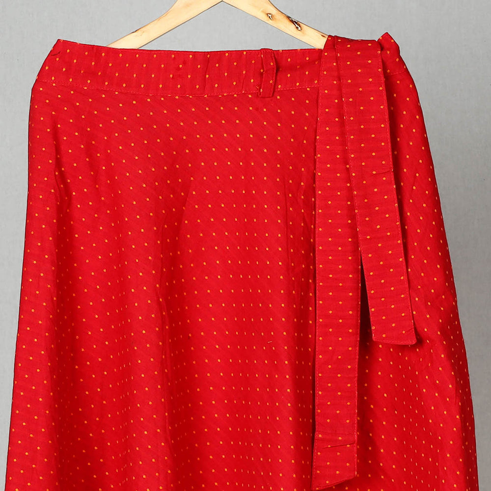 Red - Jacquard Cotton Wrap Around Skirt 22