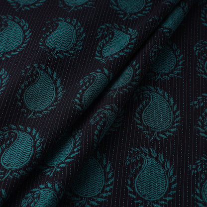 Black - Bagh Block Printed Kantha Style Cotton Fabric 28