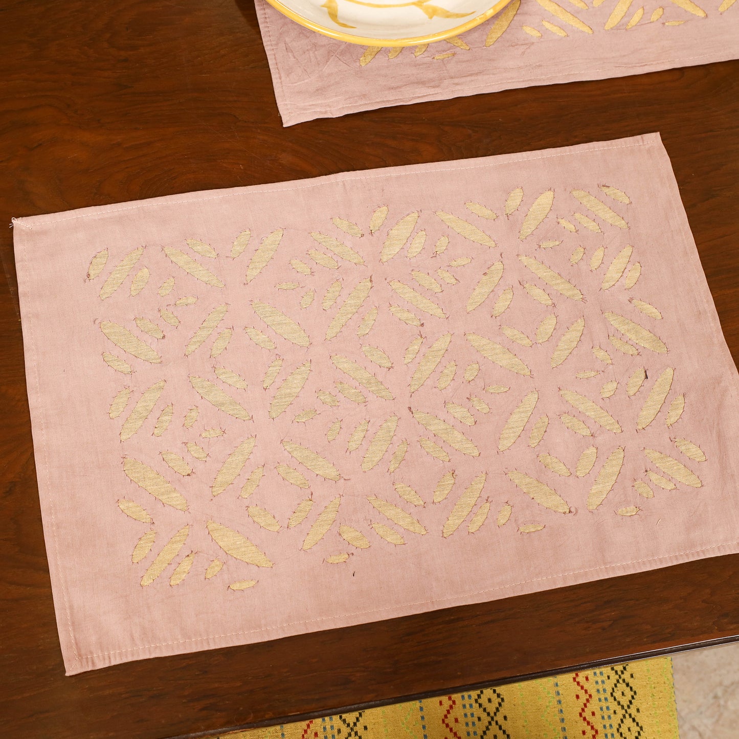 Barmer Applique Cutwork Dining Table Runner with Mat Set 20