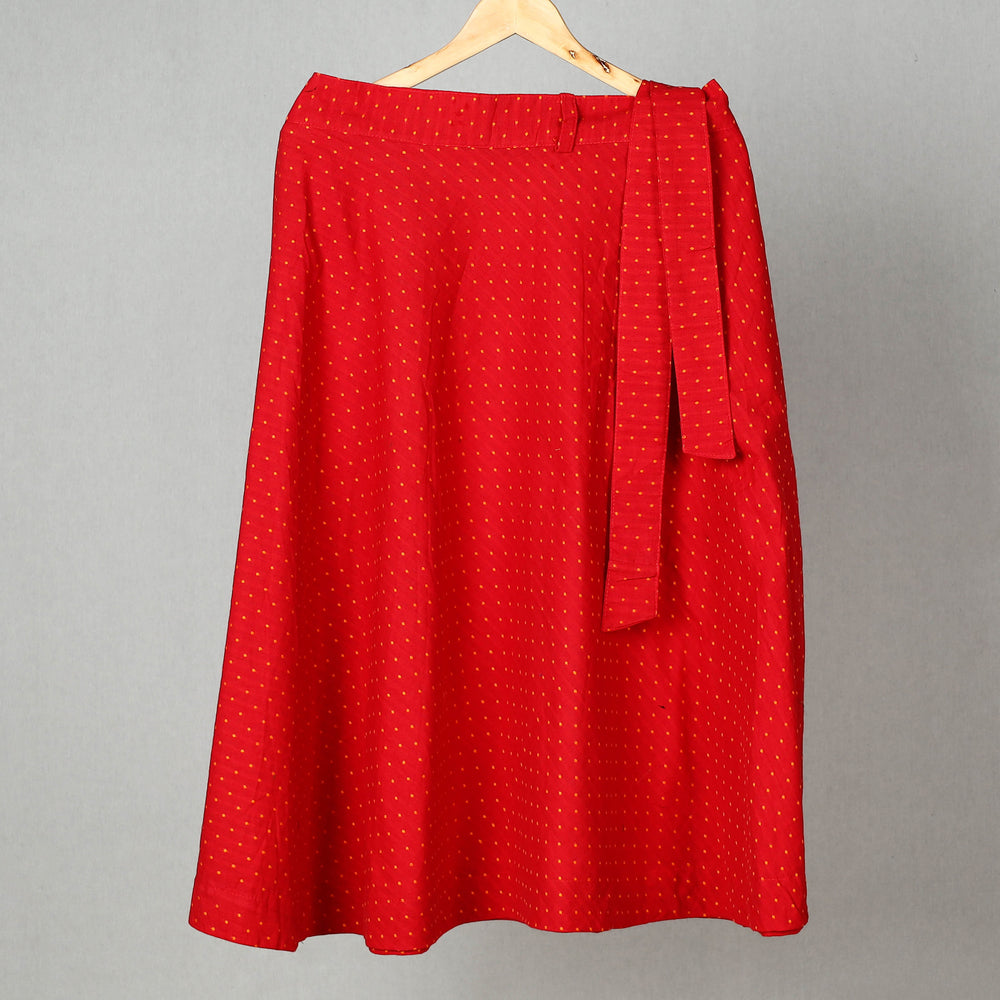 Red - Jacquard Cotton Wrap Around Skirt 22